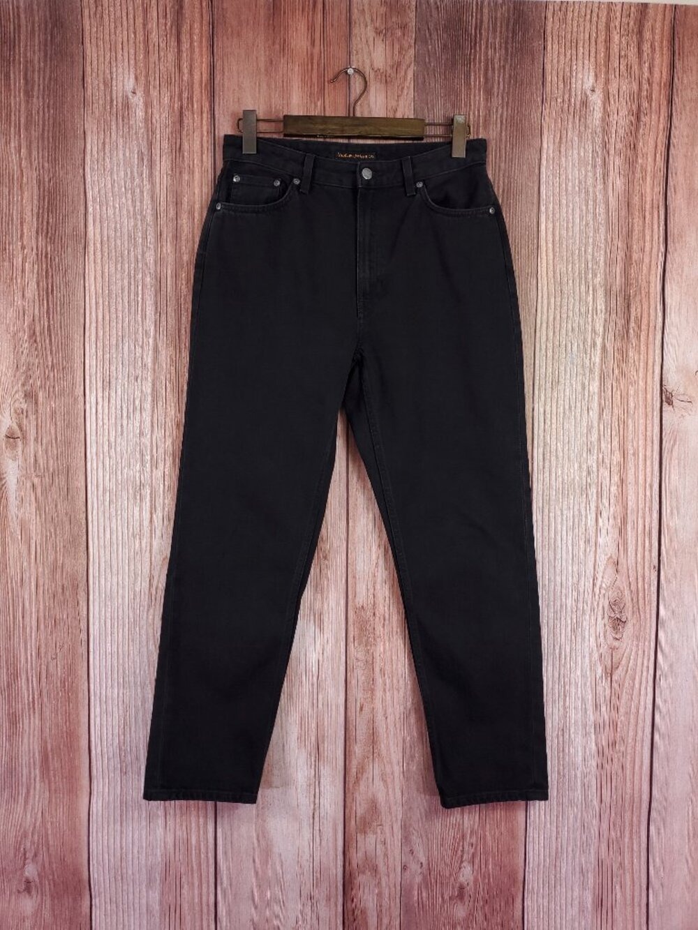 Nudie Jeans Co Womens Size 30x28 Breezy Britt Black Worn Denim Jeans Cotton